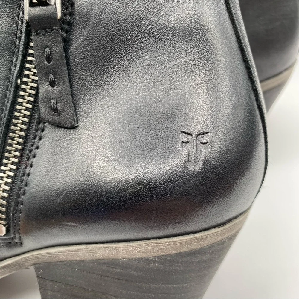 Frye Judith Leather Double Zip Up Ankle Women's Black Booties  -  Size: 10M - Picture 12 of 15